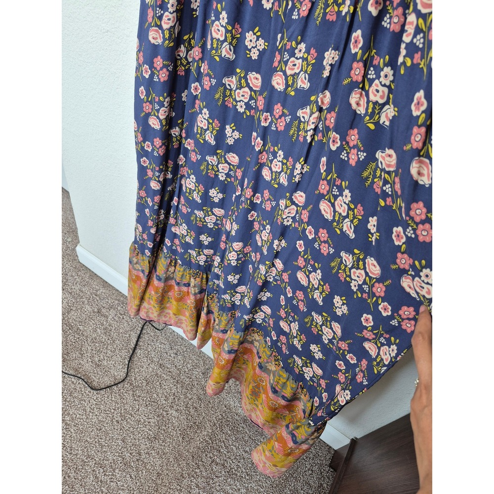 Natural Life Zoe Wide-Leg Jumpsuit Slate Floral Blooms Boho Size Medium - Picture 3 of 8